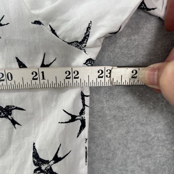 Kennington LTD Shirt Mens LARGE white bird sparrow aop Button Up Short Sleeve - Picture 6 of 11